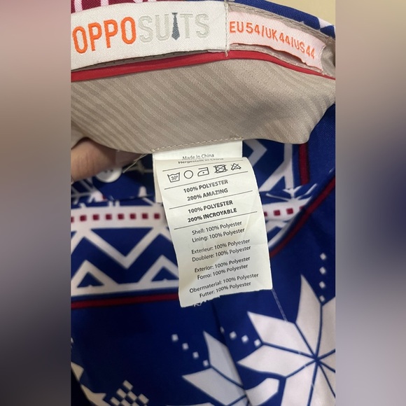OppoSuits Rudolph Deer Snowflake Blazer Jacket Pants Tie Christmas Suit Set 44 - Picture 5 of 5